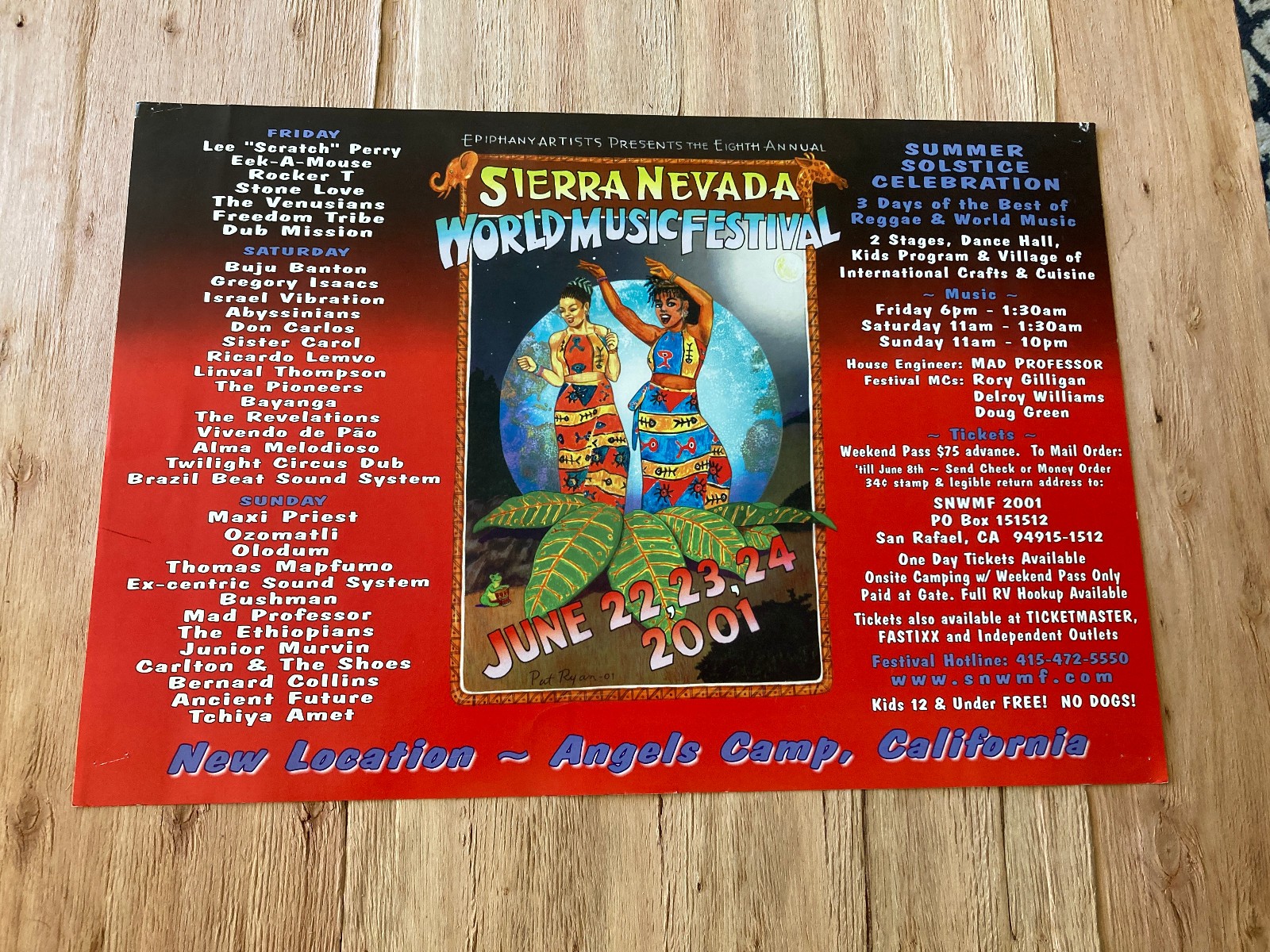 SIERRA NEVADA WORLD MUSIC FESTIVAL 2001 poster Lee Perry Eek-a-Mouse dub ORIG