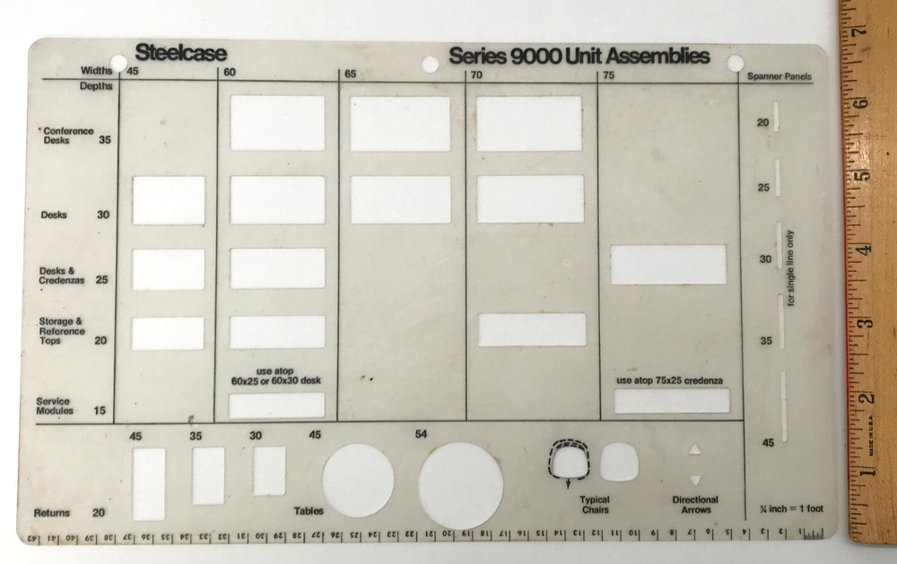 Steelcase Architectural Drafting Template Stencil Series 9000 Unit Assemblies