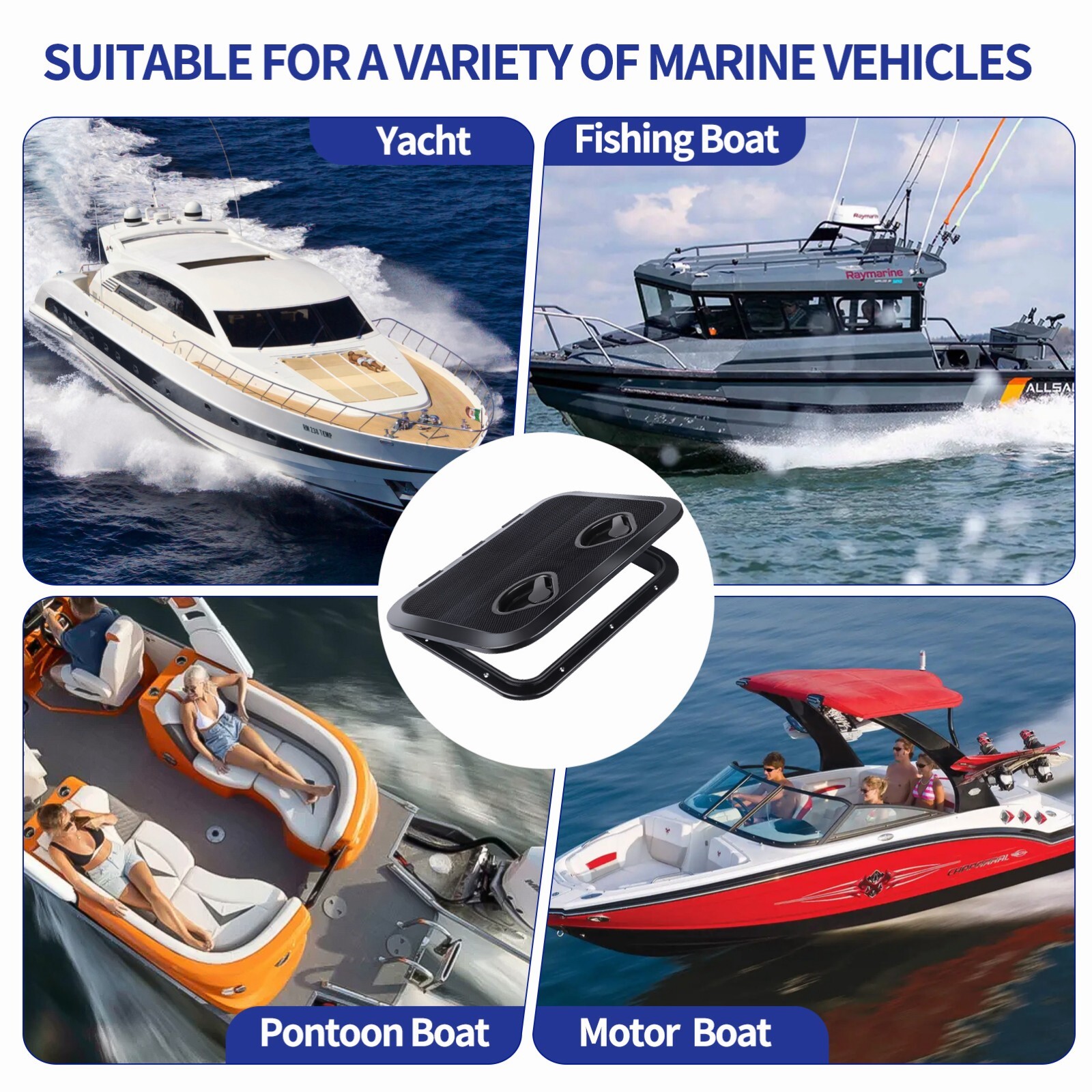 Black ABS Boat Hatch Cover Marine Boat Deck Hatch Lid 17 in * 12 in