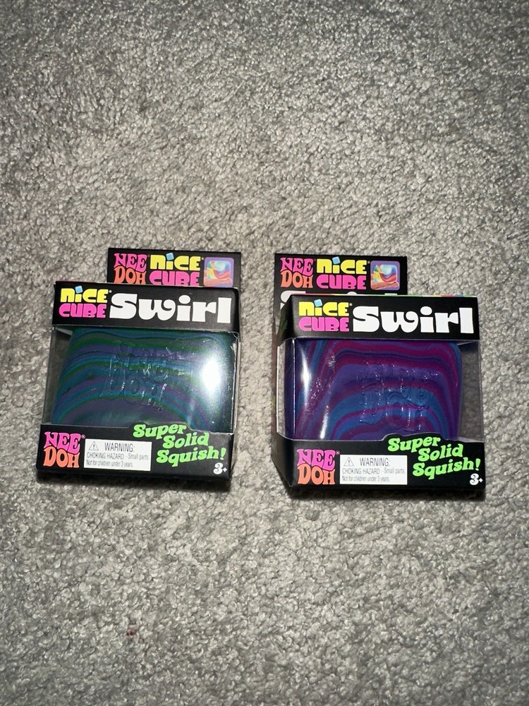 Schylling NeeDoh Nice Cube Swirl Multicolor. Super Solid Squish **LOT OF 2**
