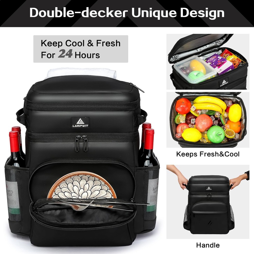 54 Cans Backpack Cooler Insulated Leak-Proof Large Leather Cooler Backpack Do...