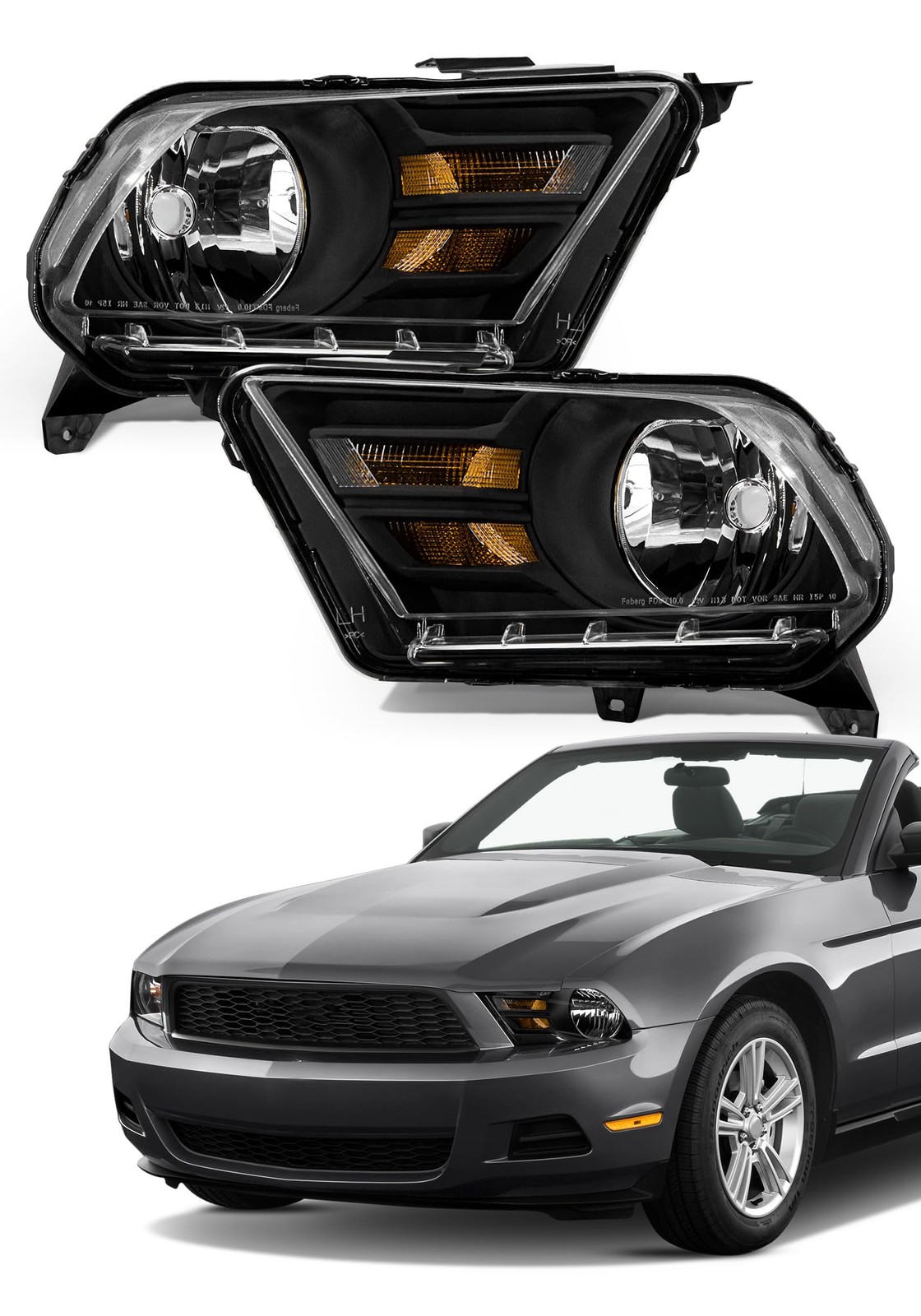 Headlight Assembly Compatible with Ford 10-14 Mustang /Mustang Headlamp