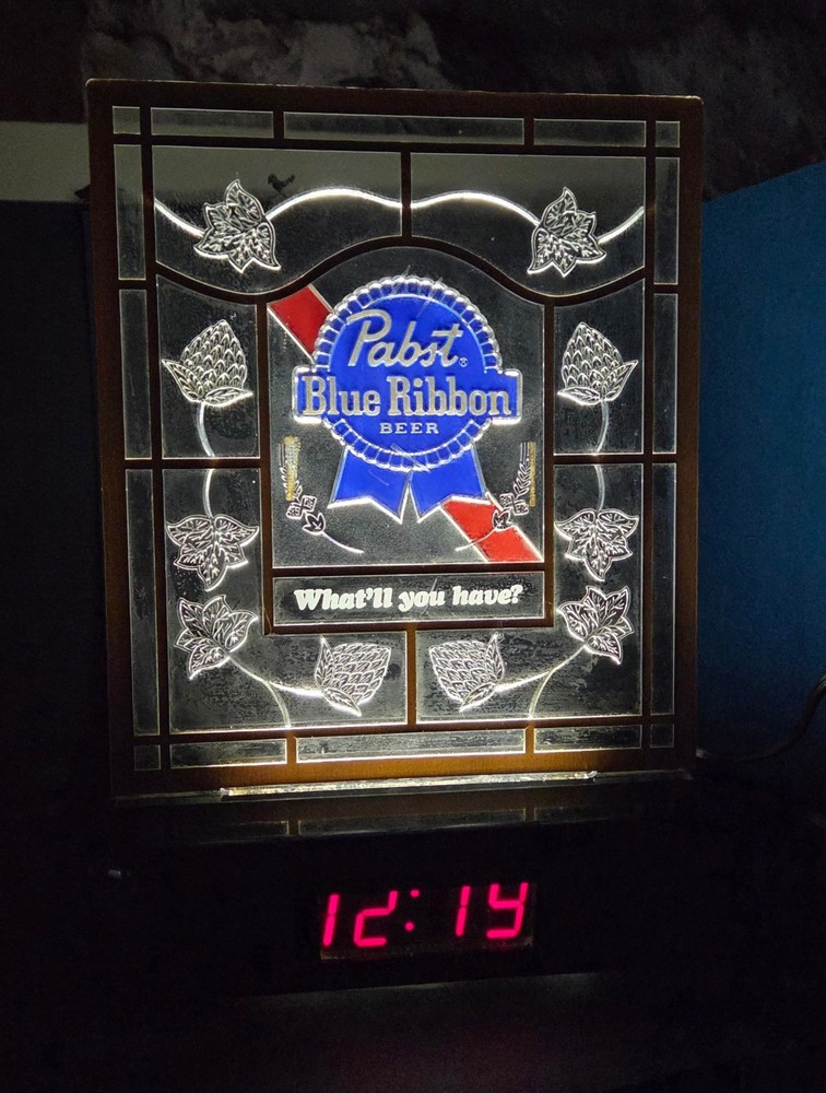 Pabst Beer Lighted Digital Clock Sign