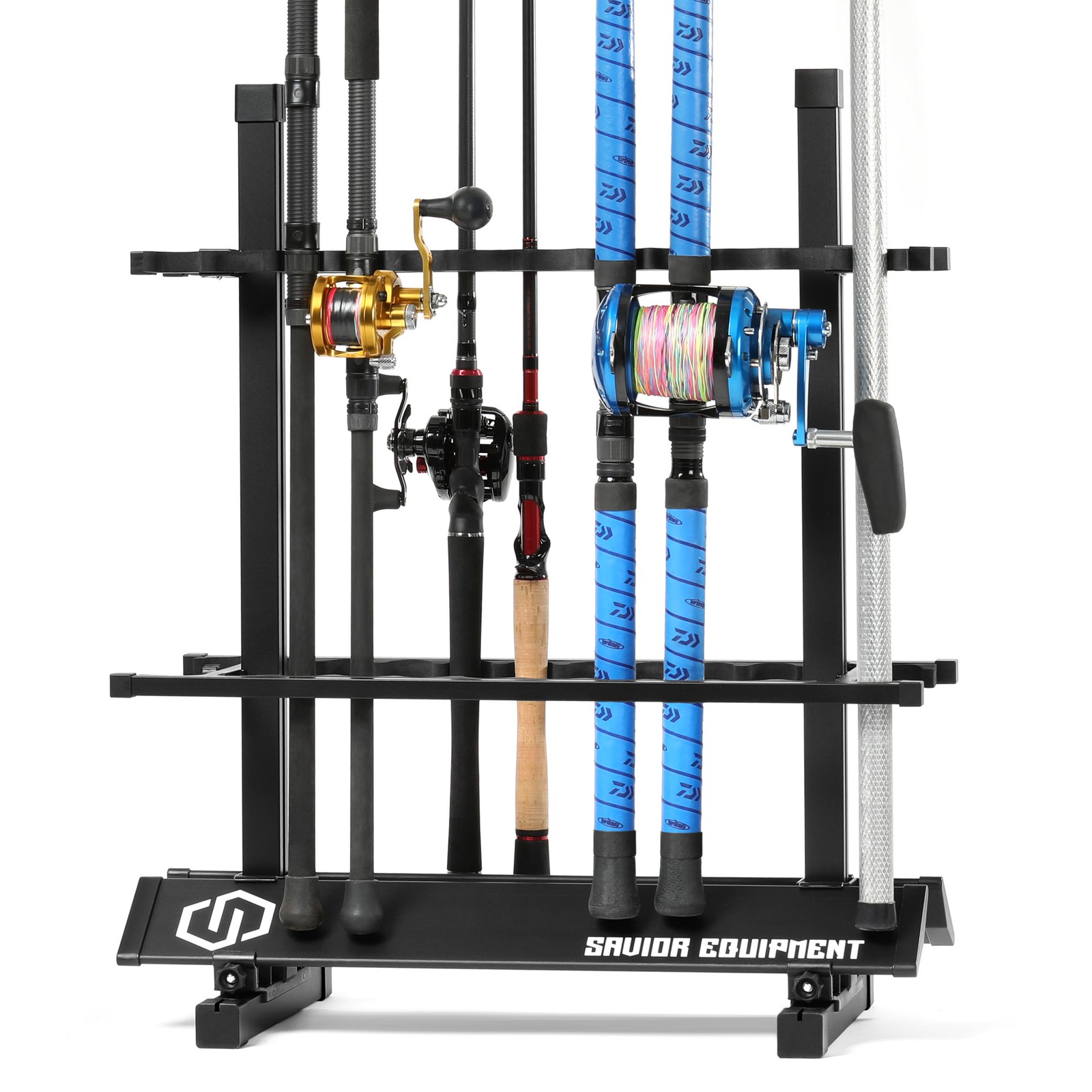 [SAVIOR] 24-48 Fishing Rod Rack Floor Stand Garage Pole Holder Display Organizer