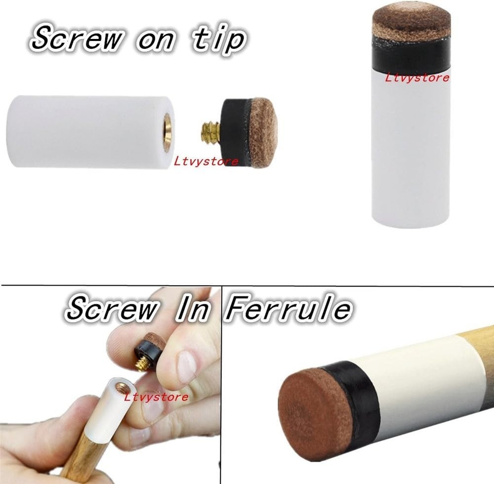 60Pcs 13mm Hard & Soft Cue Tips with Ferrules - Billiard Replacement Set
