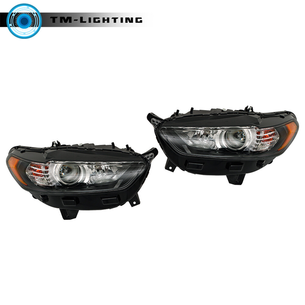 For 2013-2016 Ford Fusion Headlight Headlamps Assy Black Halogen Left&Right Side