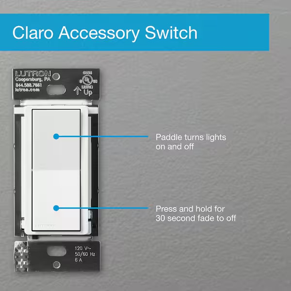 Claro Smart Accessory Switch, Only for Use with Diva Smart Dimmer Switch/Claro S