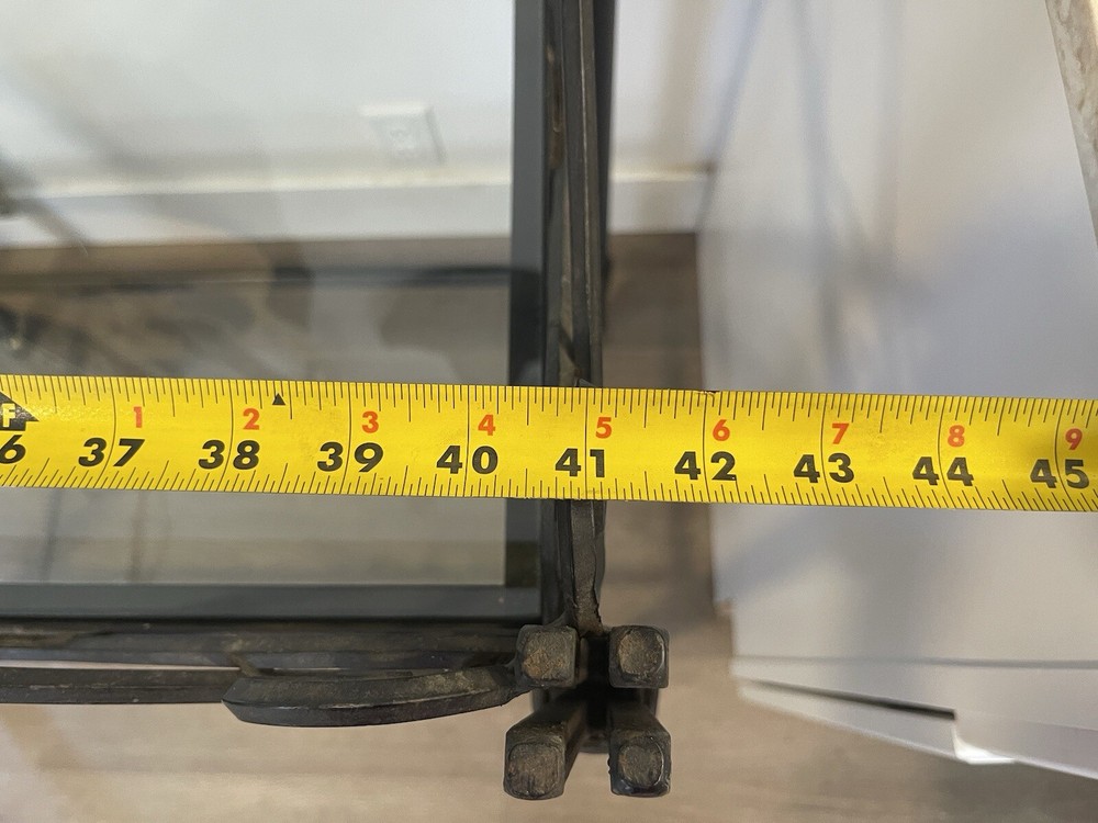 Antique Solid Wrought Iron And Glass Service Cart