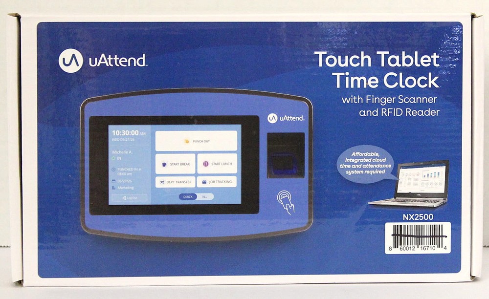 uAttend Touch Tablet Time Clock W/ Finger Scanner And RFID Reader