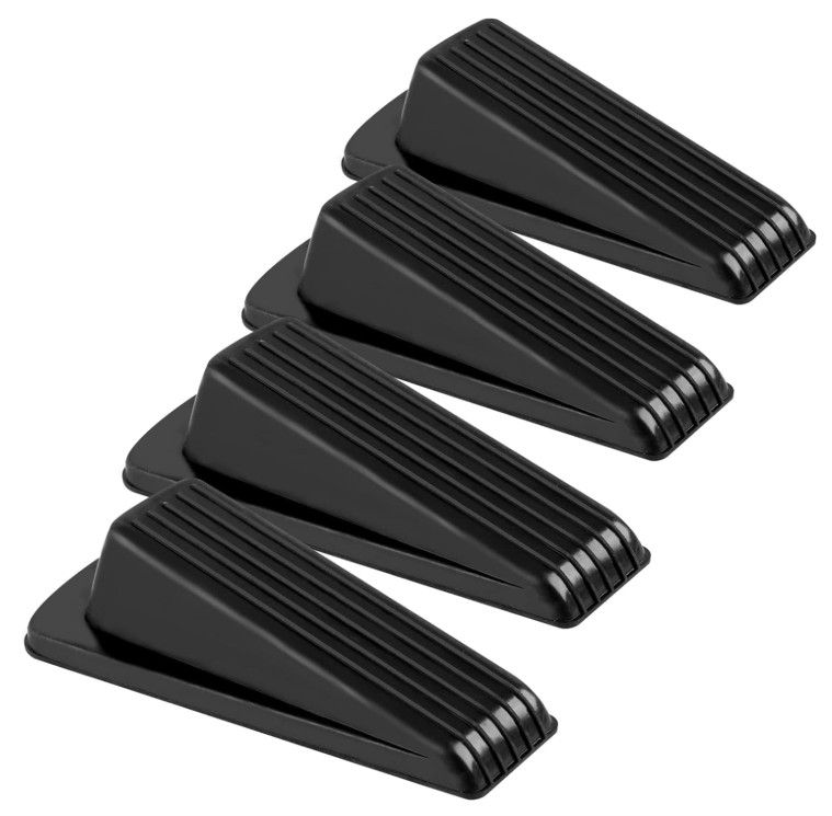 4 Pack Rubber Door Stoppers Wedge Heavy Duty Stackable Stop for Floor Bottom