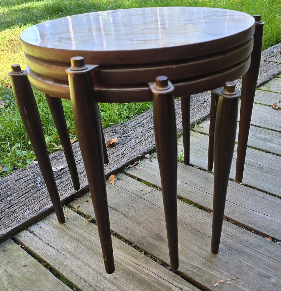 Mid Century Vintage Stacking Tables 3 MCM Nesting