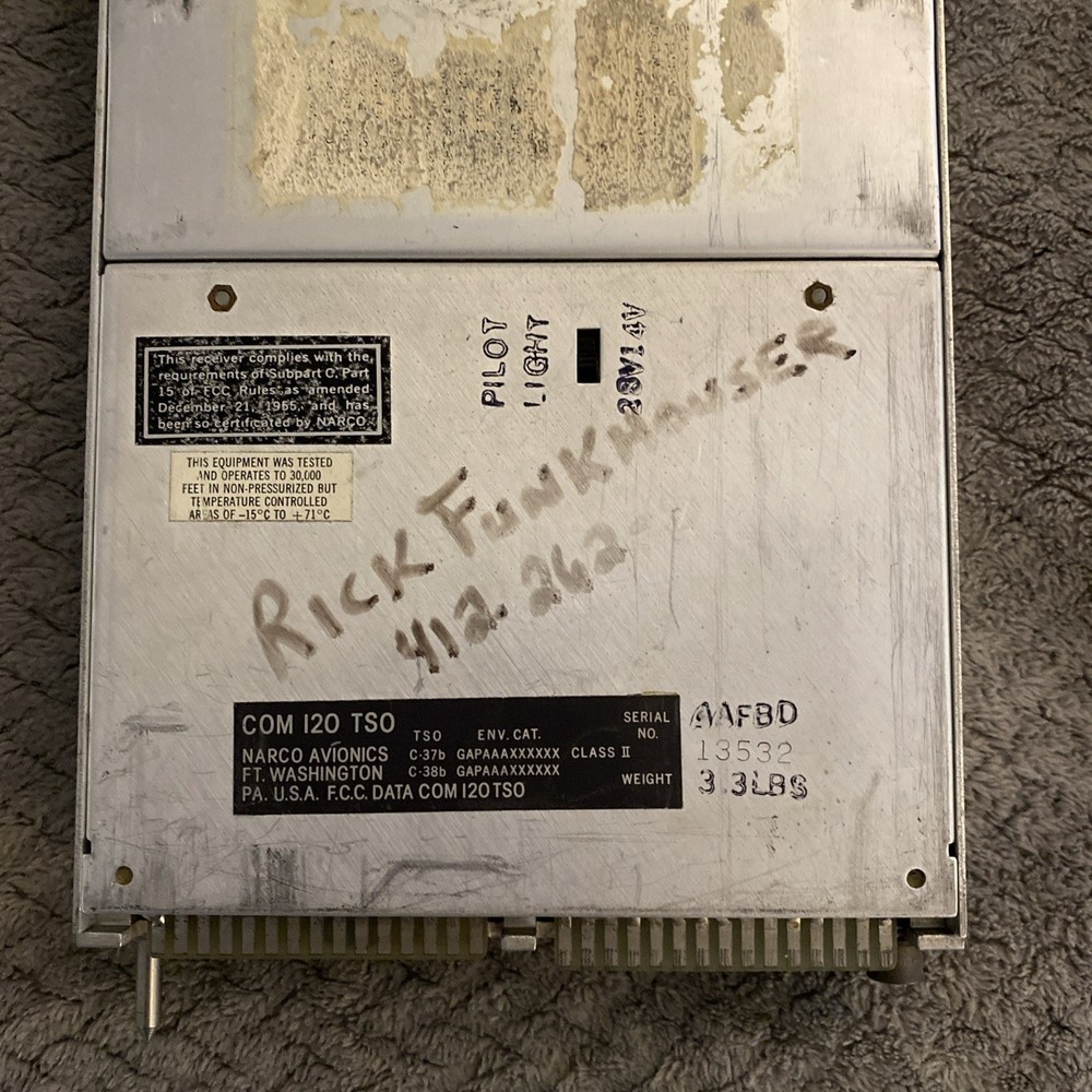 Narco Com 120 TSO VHF Transceiver - Not Tested