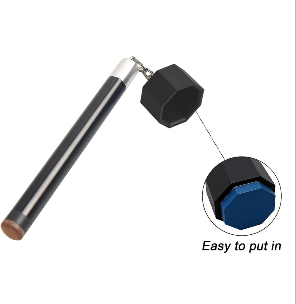 Pool Cue Chalk Holder – 2-in-1 Billiard Accessory with Pool Black Octagon