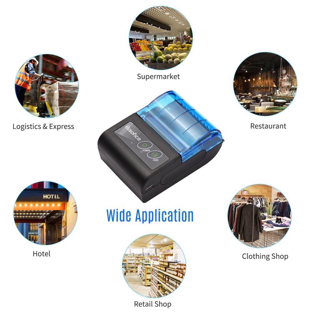 Portable Mini Thermal Printer 2 inch Wireless USB Receipt Ticket Printer T4Q3