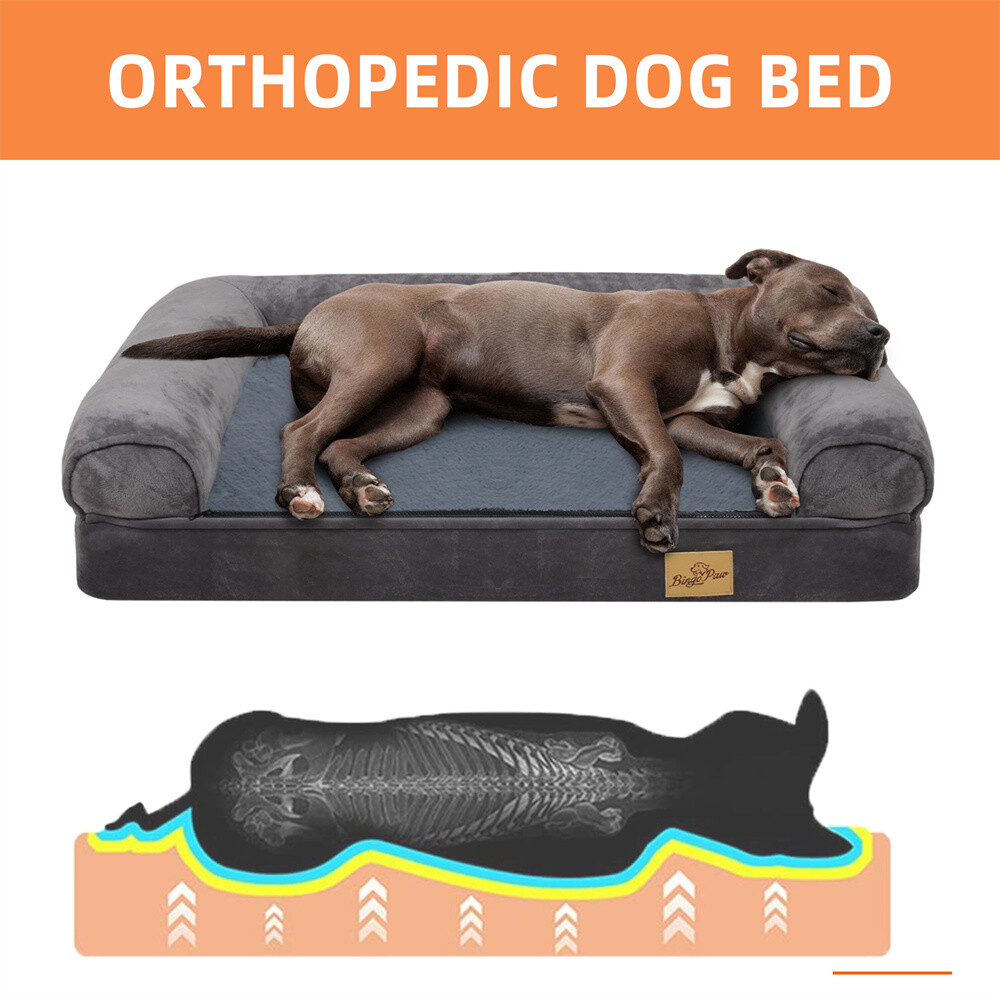 Elevated Orthopedic Dog Bed Pet Sofa w/ Headrest Washable Cover for Large Dogs