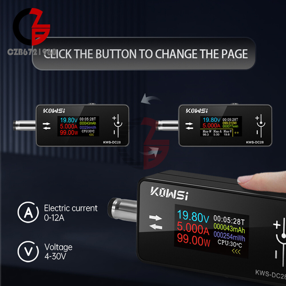 DC5.5*2.5 Interface Current Voltage Power Meter Tester Digital LCD Display Meter