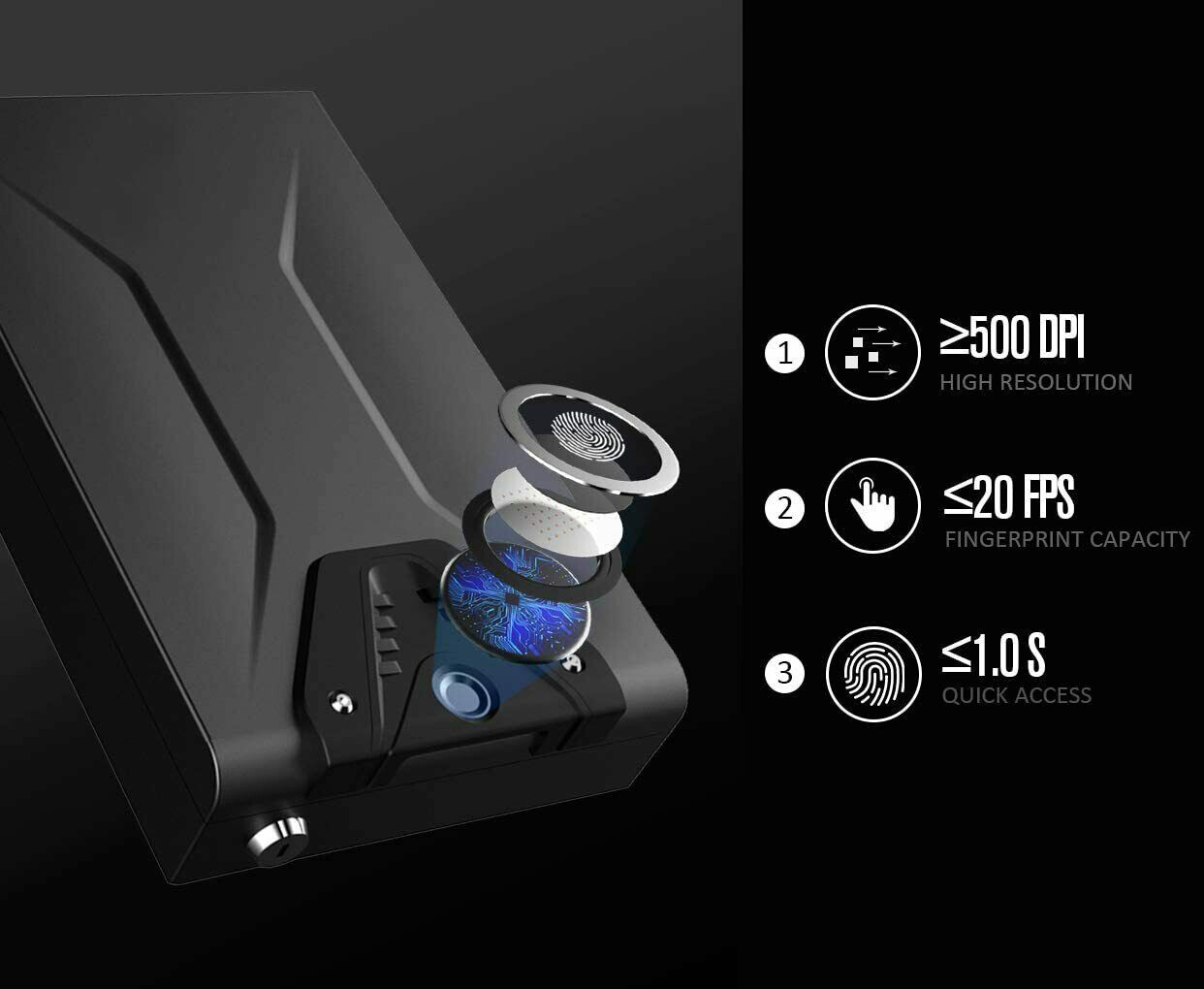 RPNB Black Biometric Fingerprint Gun Safe Quick Access LED Light， Open Box