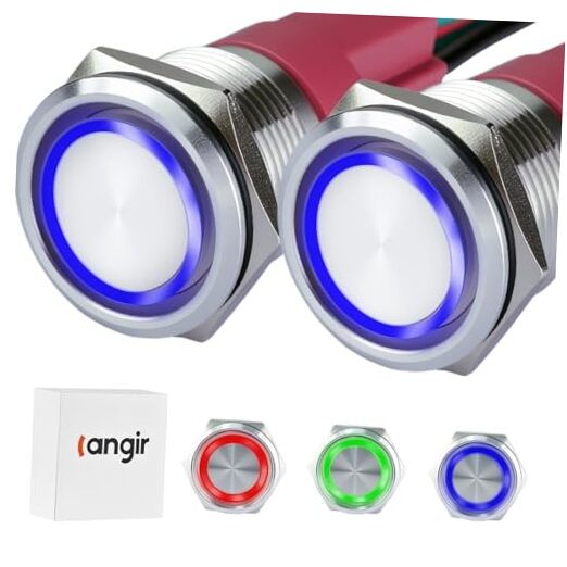 15Amp momentary Push Button Switch，(0.63") 12V-24V Push Button Switch 16mm Blue