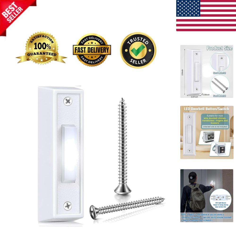1 Piece Lighted Doorbell Button, Wired Doorbell Push Button, Replacement Wall...