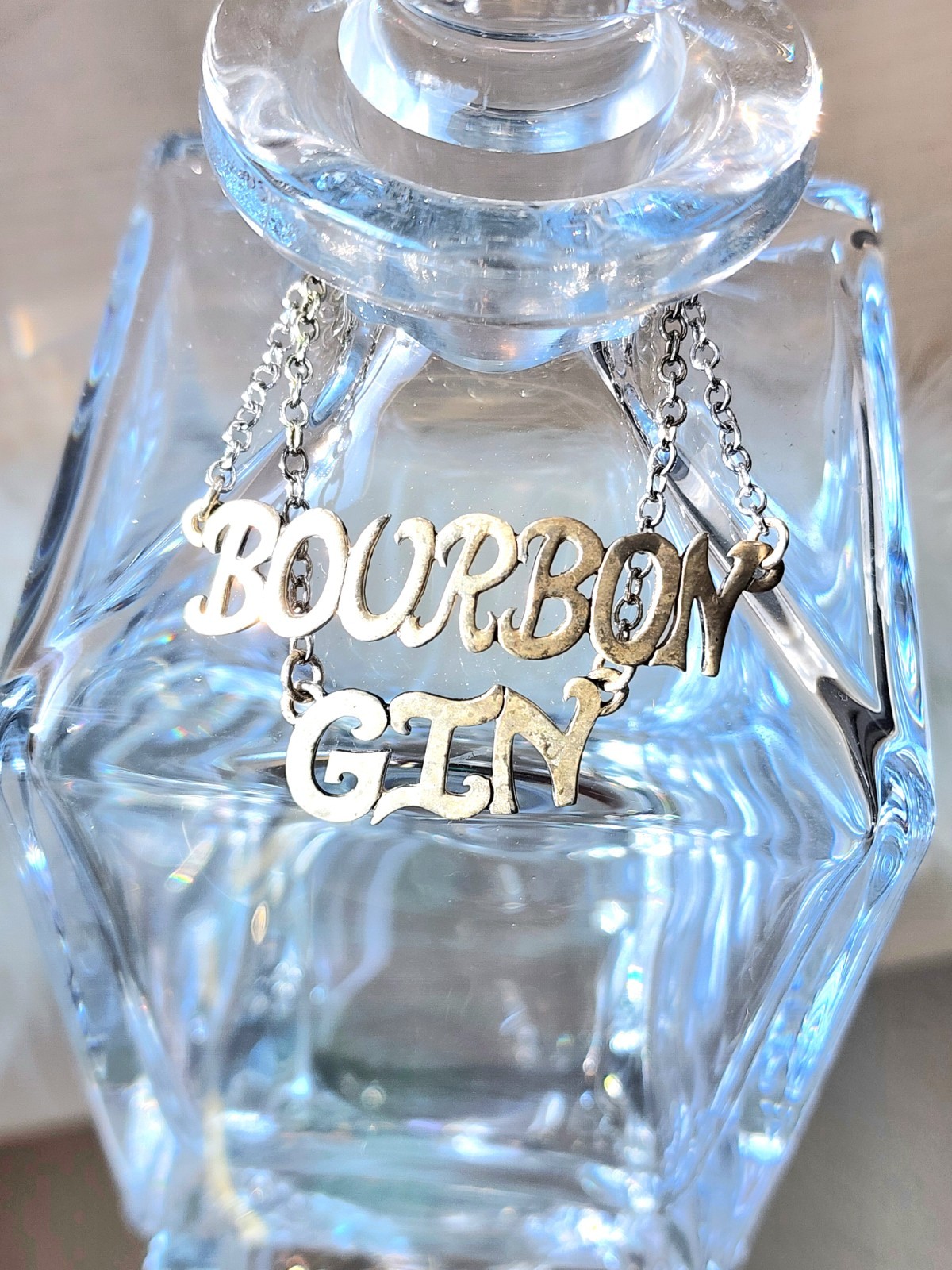 🍸Vintage DOSKOW Sterling Silver Bourbon Gin Liquor Bottle Tags-11.8 g-Not Scrap