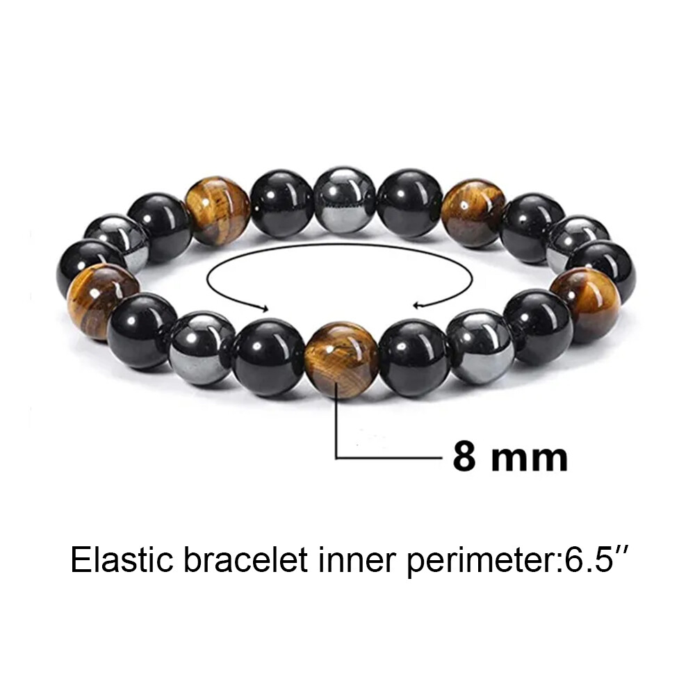 Natural Stone Hematite Tiger Eye Stretch Bracelet Unisex