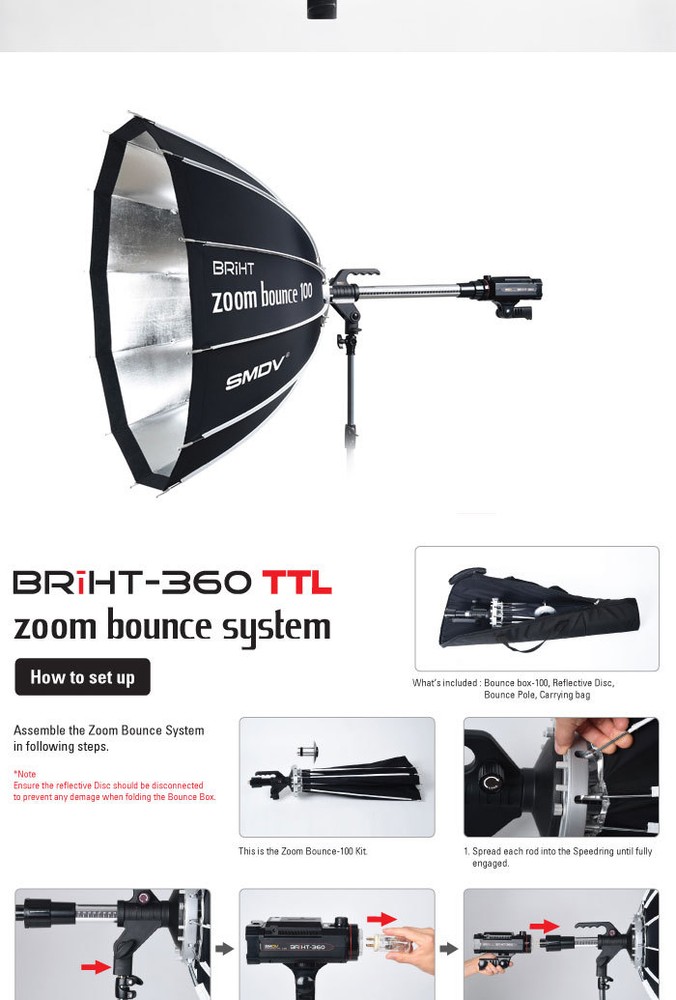 SMDV BRiHT Zoom Bounce-100 Soft Box Speed Box Flash Lamp Light Camera Diffuser