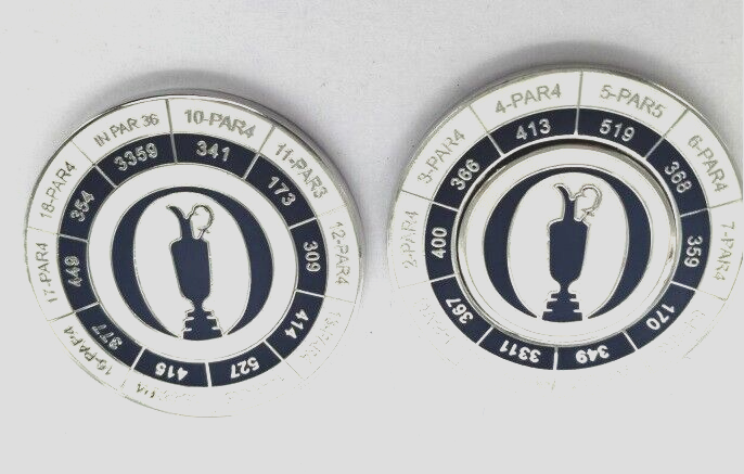 St Andrews Links Magnetic Yardage & Ball Marker Holder- Two Sided BM The Open