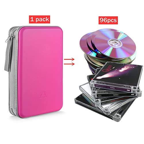 DVD Case, 96 Capacity CD Case Portable CD Holder Storage Hard Light rose