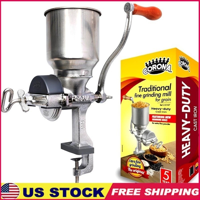Manual Cast Iron Grain Mill Corn Grinder Adjustable Plates Kitchen Tool New