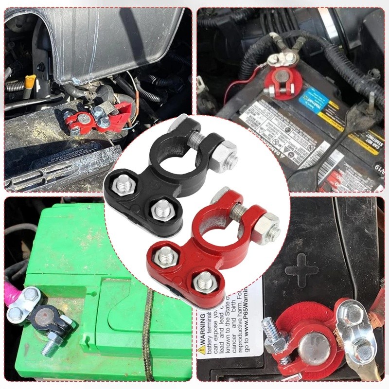 2PCS Negative & Positive Car Battery Cable Terminals Top Post Connectors Clamp