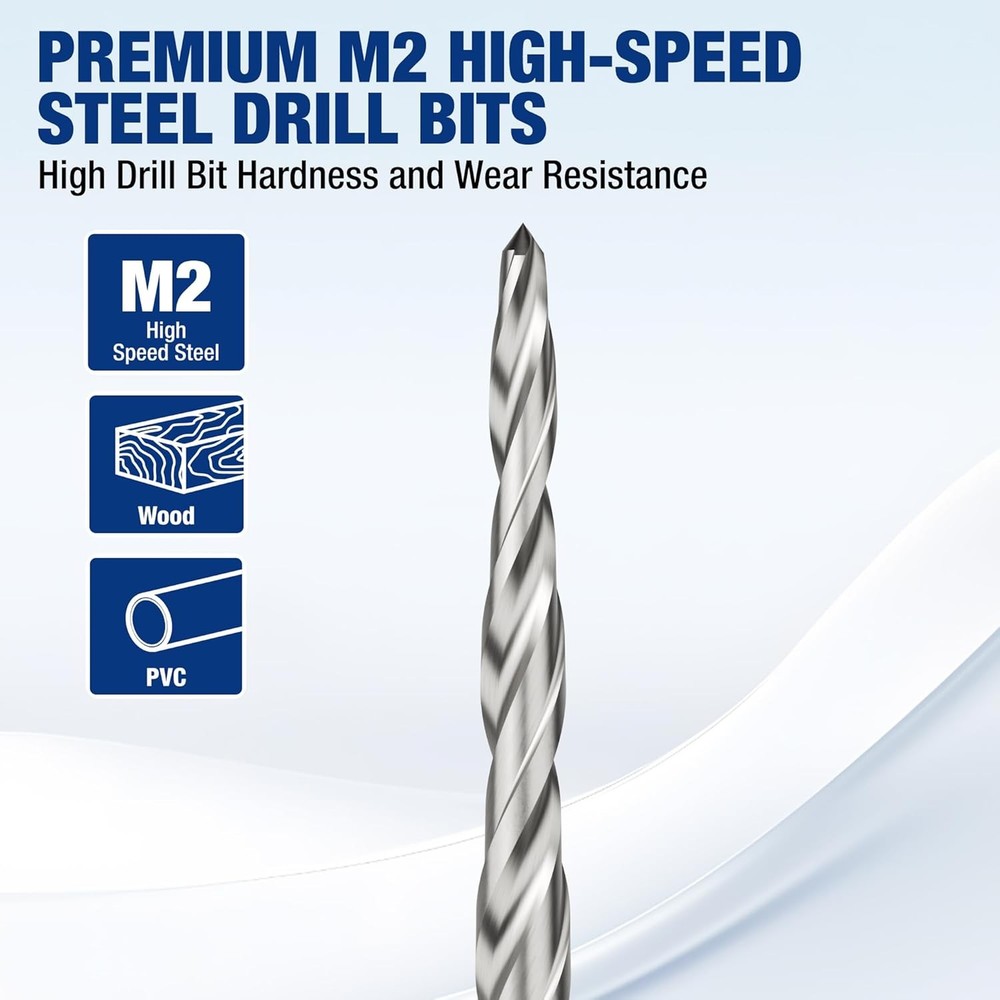 WORKPRO 5-Pack Countersink Drill Bit Set M2 HSS Adjustable with Included Hex Key