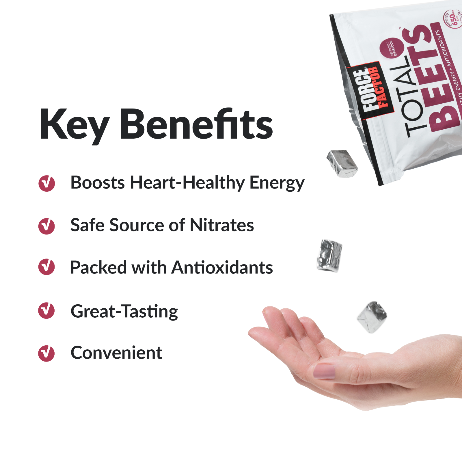 Force Factor Total Beets Concentrated Beet Root Soft Chews, Circulation Support