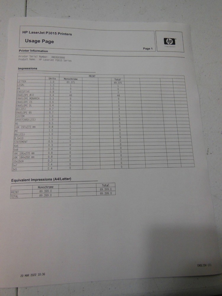 HP Laserjet P3015 P3015N Laser Printer