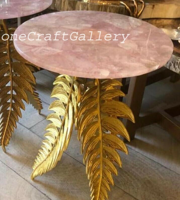 24" Rose Quartz Table Top / Quartz Coffee Round Table Home Decor
