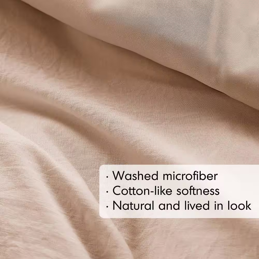 Porter 3-Piece Blush Microfiber Queen Soft Washed Pleated Comforter Set