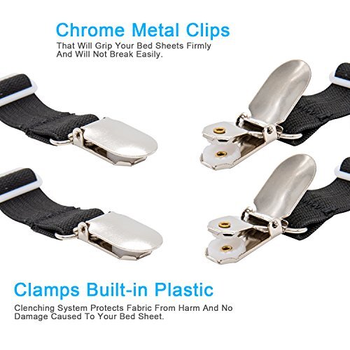 4Pcs Adjustable Bed Sheet Fasteners Suspenders, Elastic Sheet Straight-4pcs