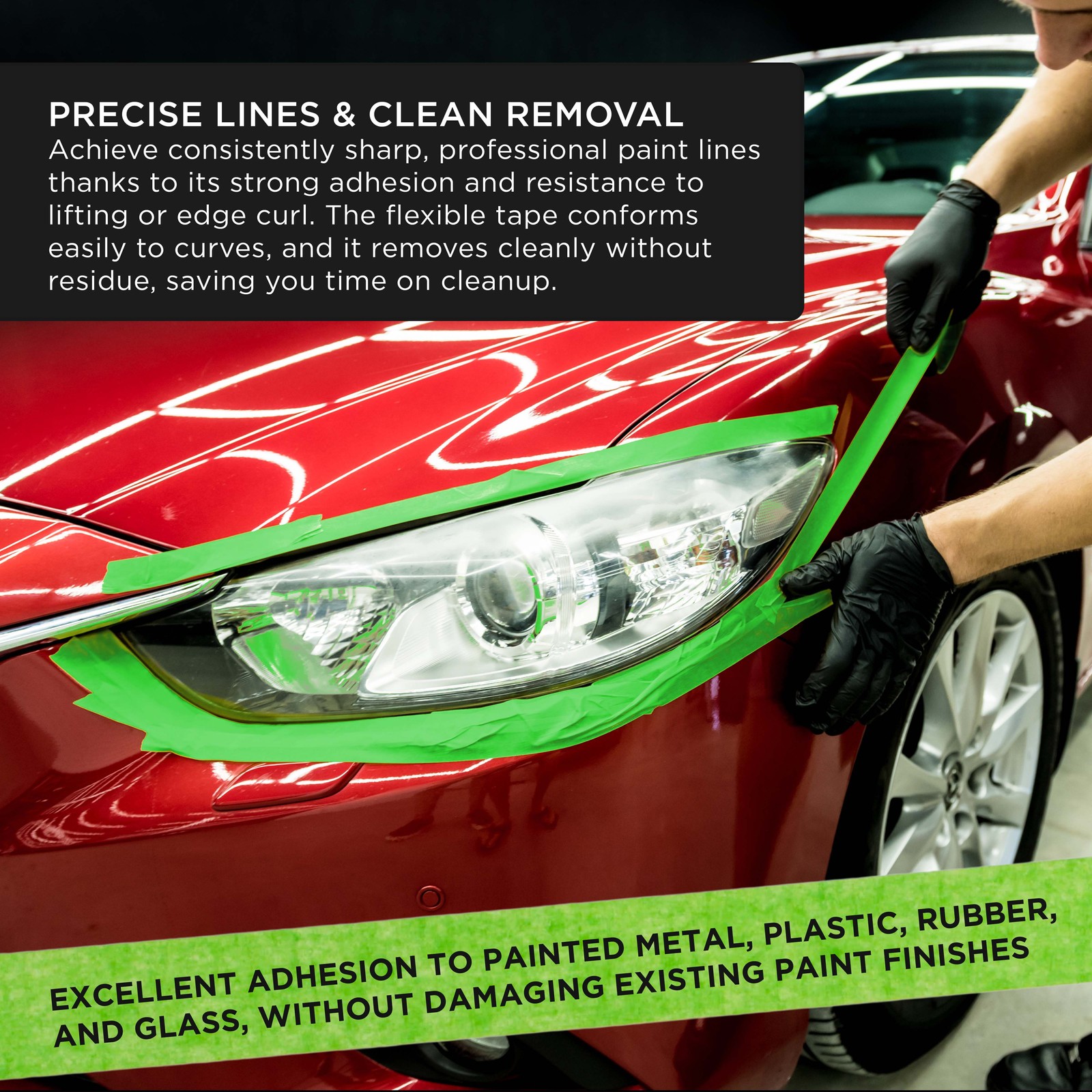 1 Inch (24mm x 55 Yards) Automotive Masking Tape, 3 Rolls - Heat Resistant