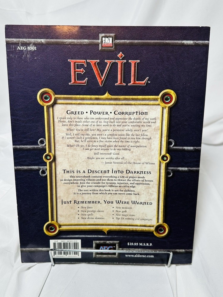 AEG D20 System Evil Sourcebook Dungeons And Dragons Pre-Owned