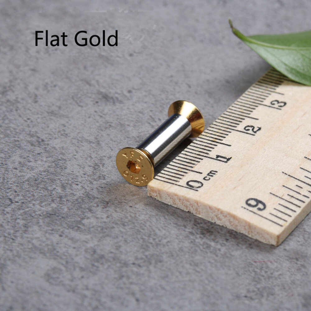 10pcs Knife Handle Bolt Rivets Screw Fastener Nut Flat Hex Head Gold USAA