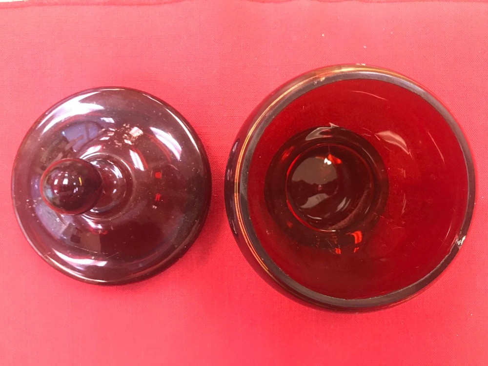Antique Red Ruby Container with Lid