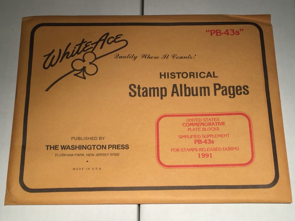 New Package of White Ace Pages Regular Plate Blocks PB43's-1991