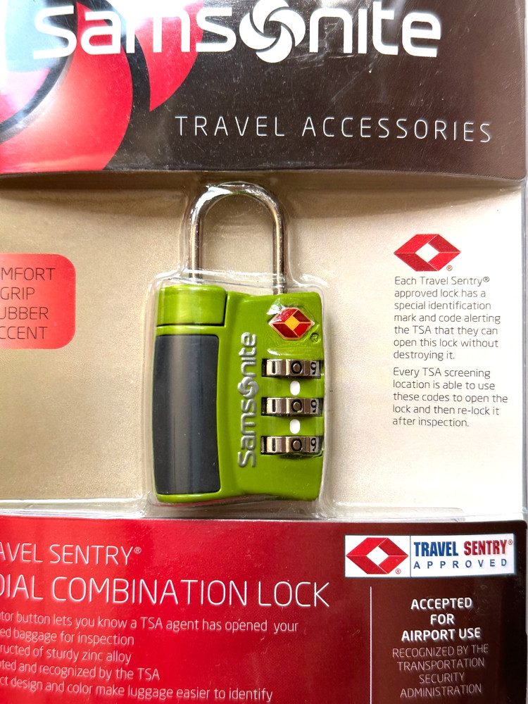 Samsonite 3 Dial Combination Lock - Neon Green - New in Packaging