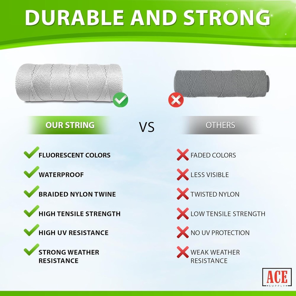 Bright White Twine String - #18 Strong Nylon - 250 250 Ft Roll,