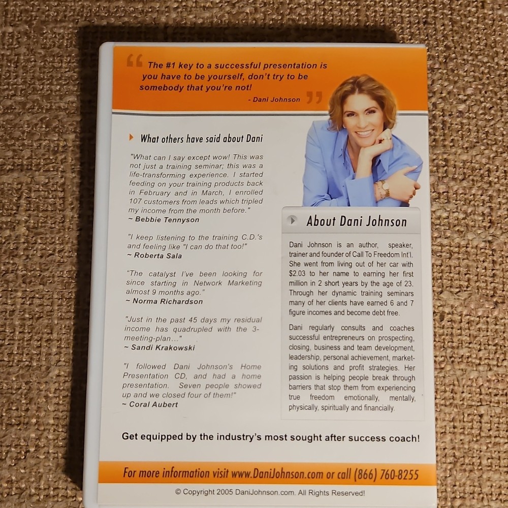 Dani Johnson Presentation Success System 2-CD Set Conduct Presentations, Close …