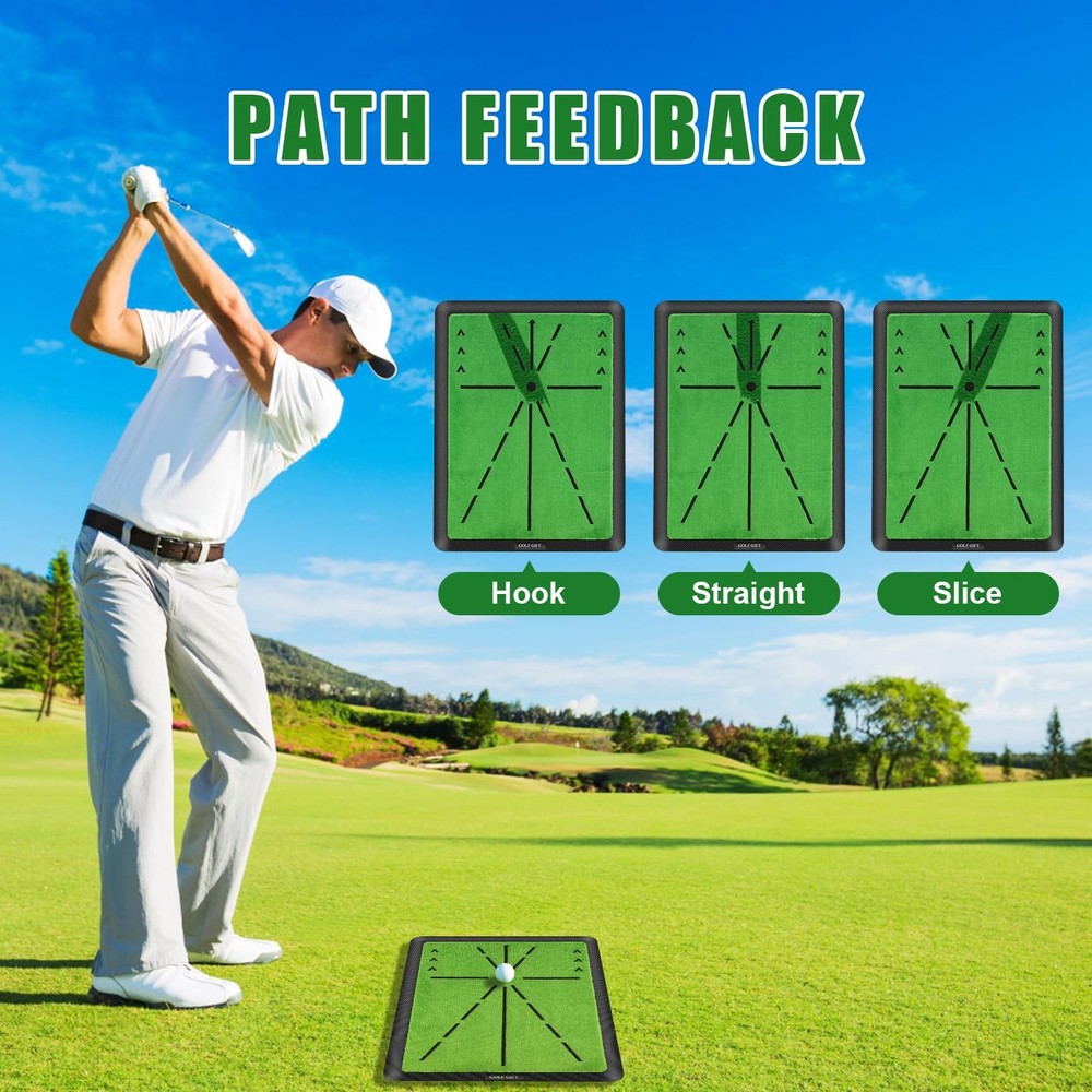 3 in 1 Golf Hitting Mat with Clear Swing Path Feedback 13 * 17in Replaceable ...