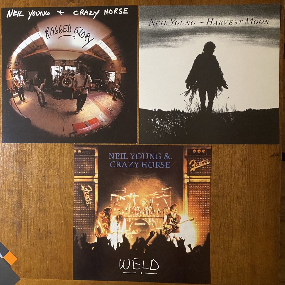 NEIL YOUNG Harvest Moon, Weld, Ragged Glory 1990-92 US PROMO Display FLATS (3)
