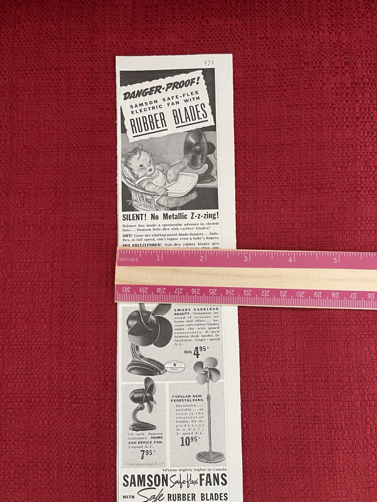 Vintage 1938 Print Ad Samson Safe Flex Fans With Rubber Blades Advertisement