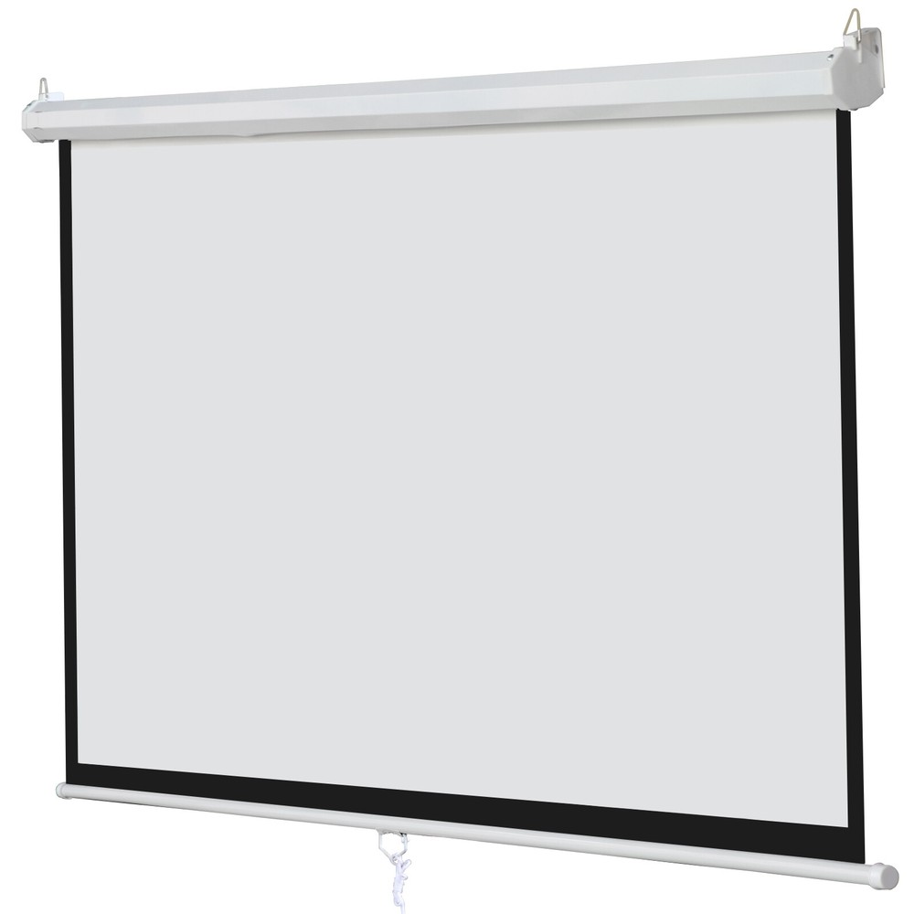 100" 16:9 Home Movie Manual Projection Screen Pull Down Projector Matte White