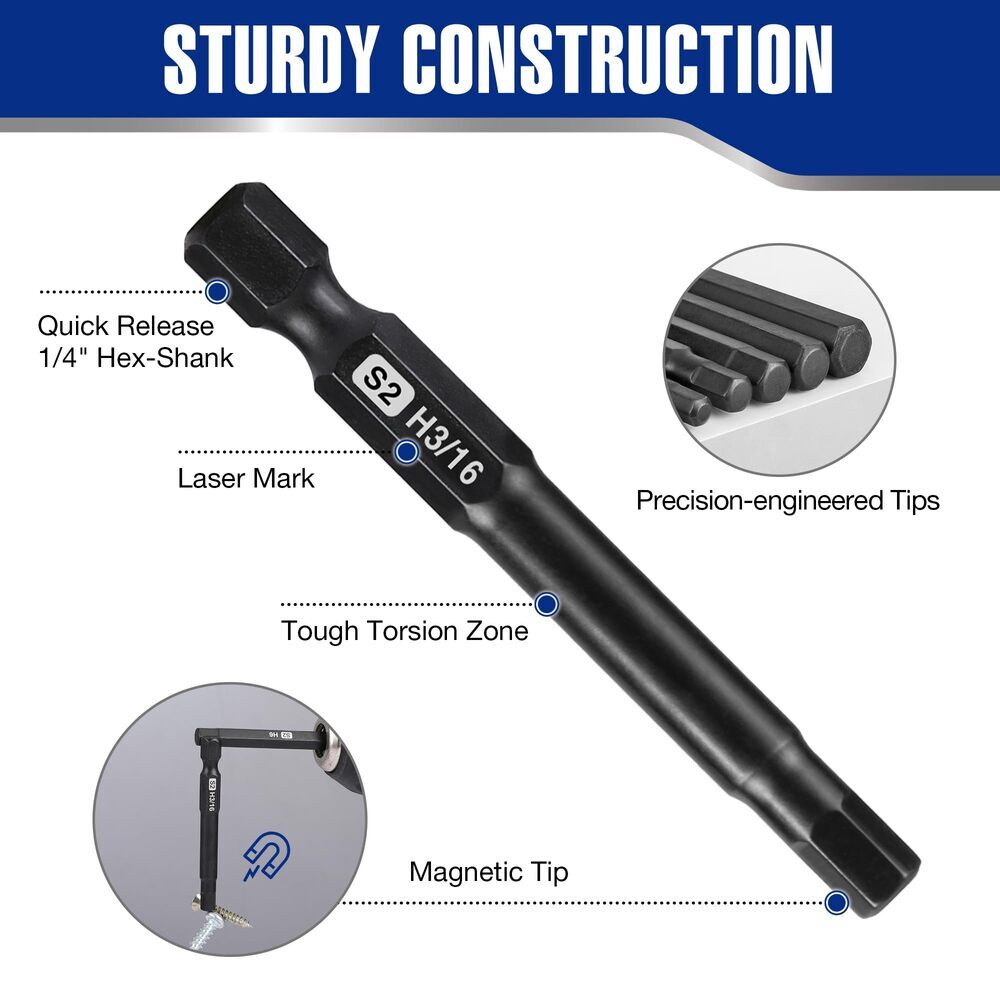 WORKPRO 20-Piece Hex Head Allen Wrench Drill Bit Set, New