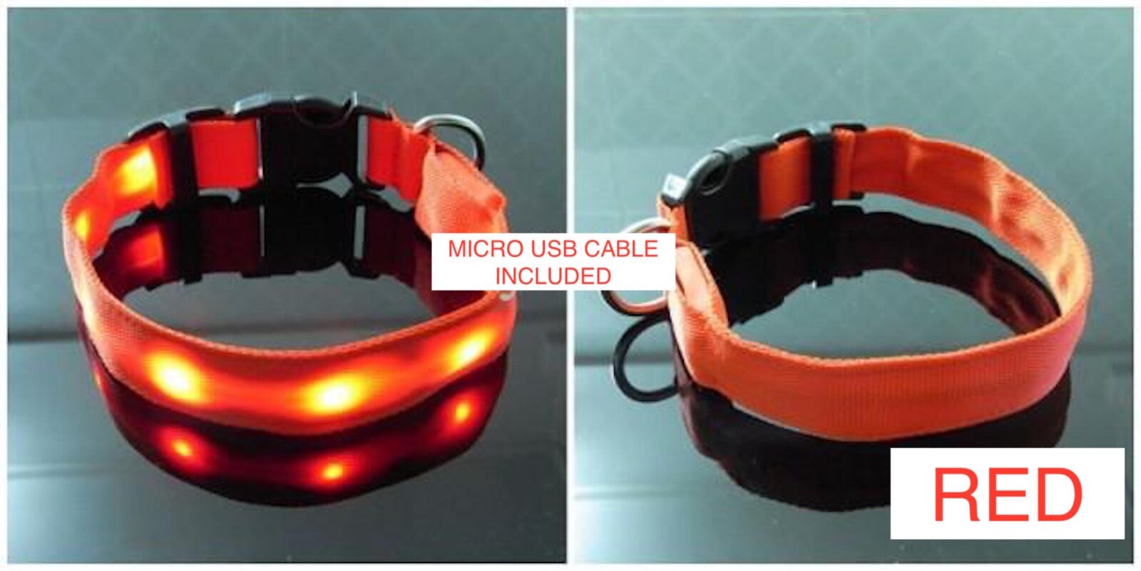 LED RECHARGEABLE COLLAR glow light-up Dog (s, m, l, xl) Cat (xs) Pet Safety USB